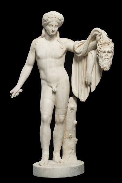Statuetta restaurata come Apollo con la pelle di Marsia 